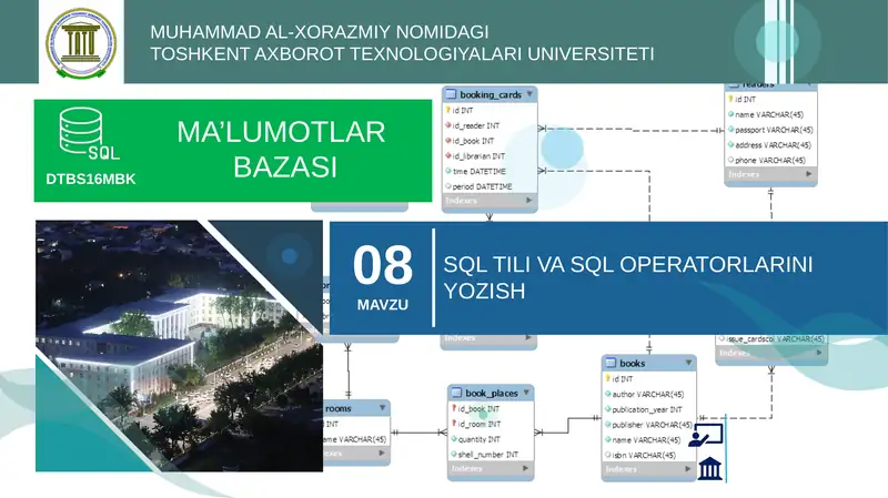 SQL tili va SQL operatorlarini yozish 1