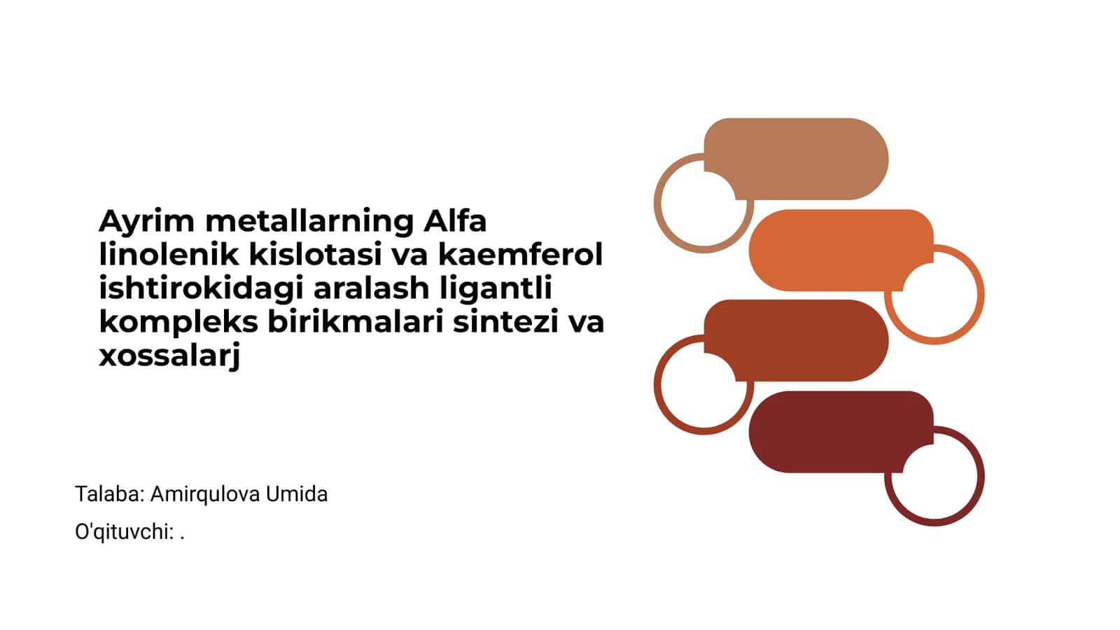 Alfa linolenik kislota va kaemferol ishtirokidagi aralash ligantli kompleks birikmalari sintezi 1