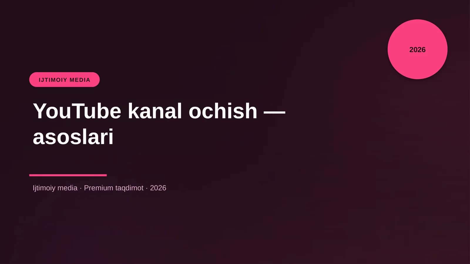 YouTube kanal ochish — asoslari 1