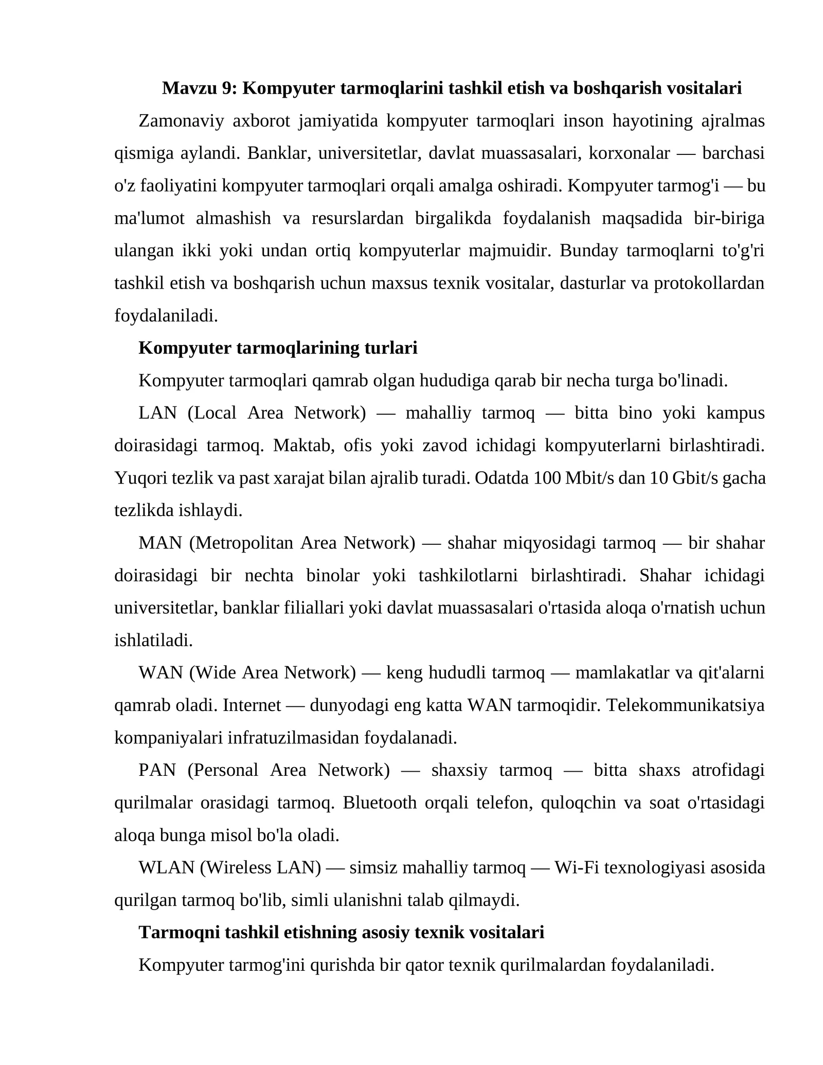 Kompyuter Tarmoqlari 1