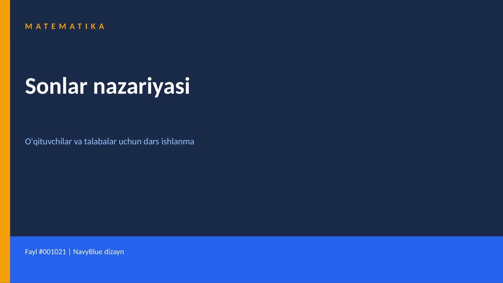 Matematika Sonlar nazariyasi 1