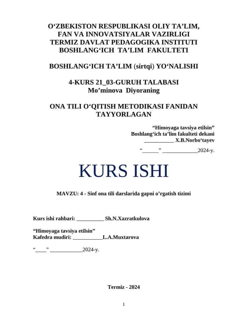 4 - Sinf ona tili darslarida gapni o’rgatish tizimi 1