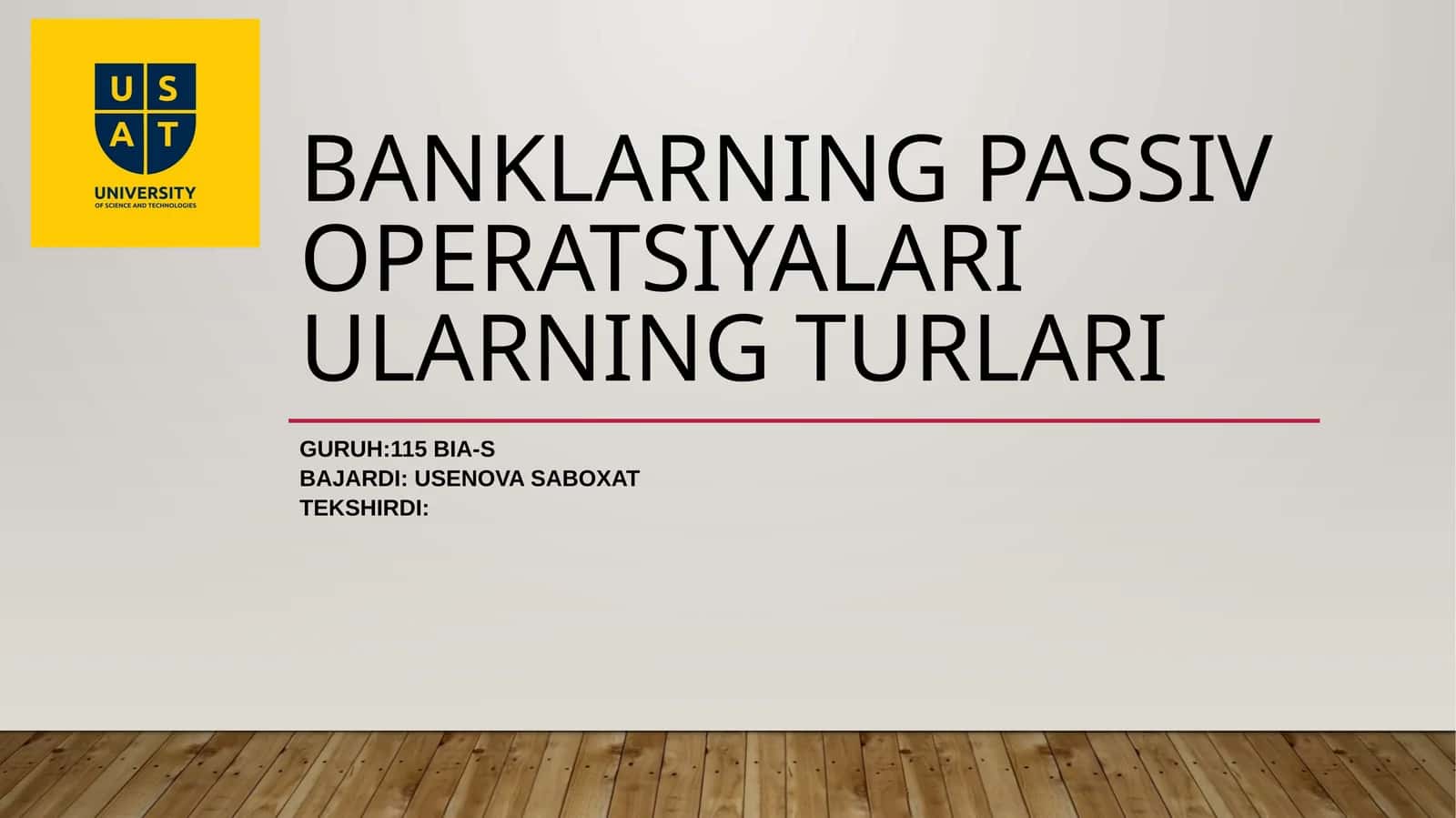 Tijorat Banklari va ularning operatsiyalari 1