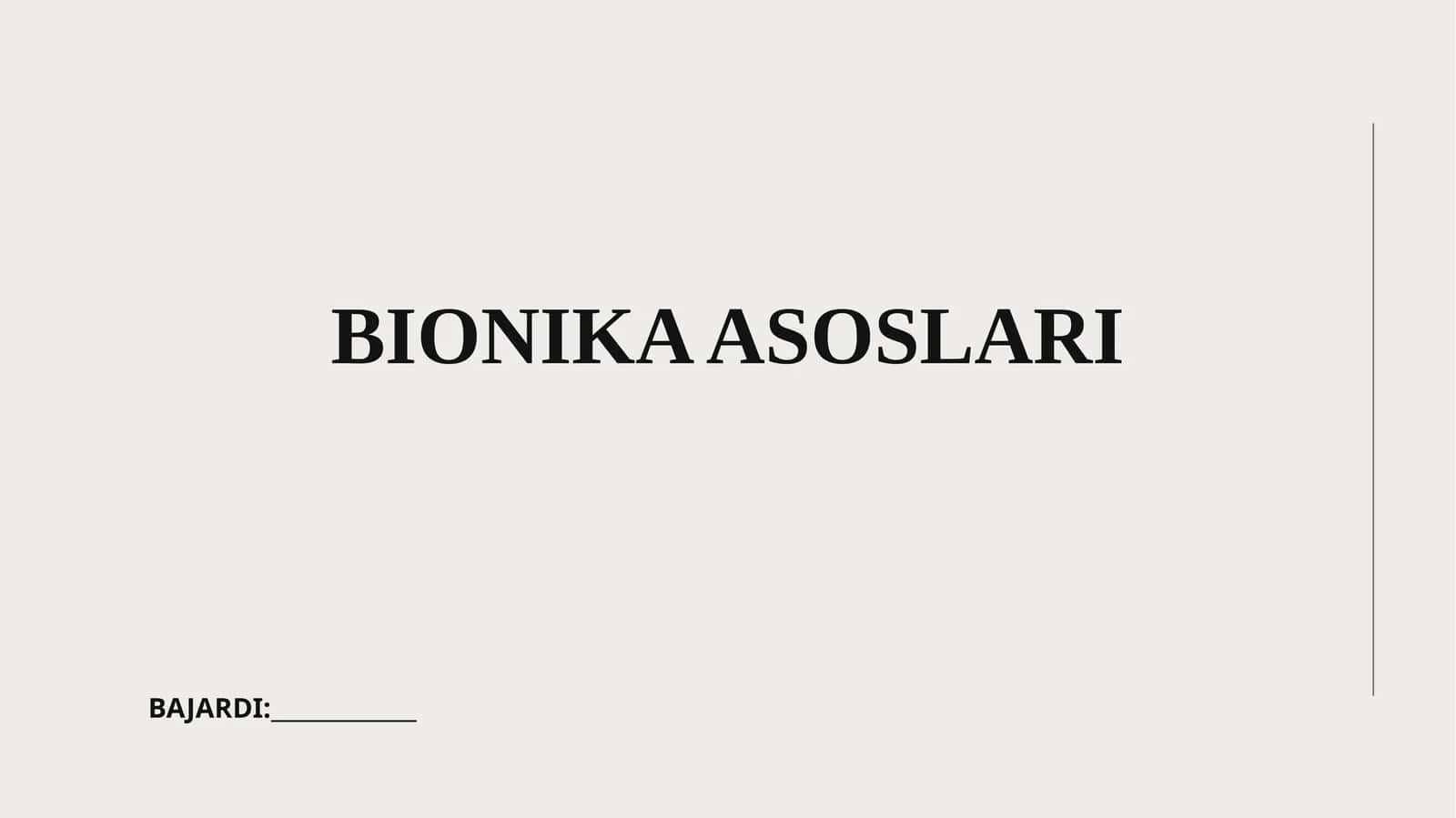 BIONIKA ASOSLARI 1