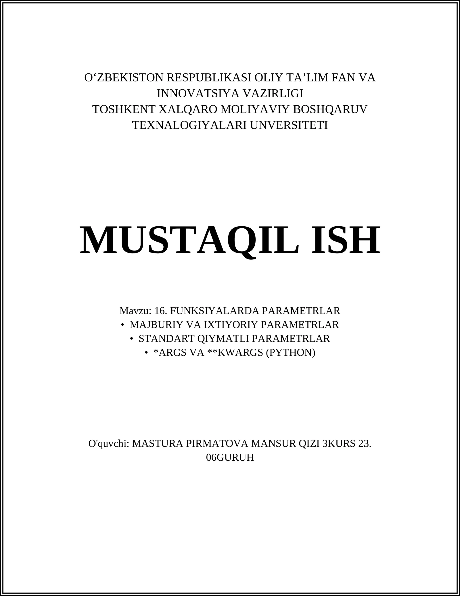 16. FUNKSIYALARDA PARAMETRLAR 1