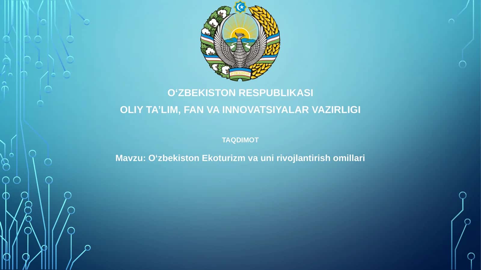 Oʻzbekiston Ekoturizm va uni rivojlantirish omillari 1