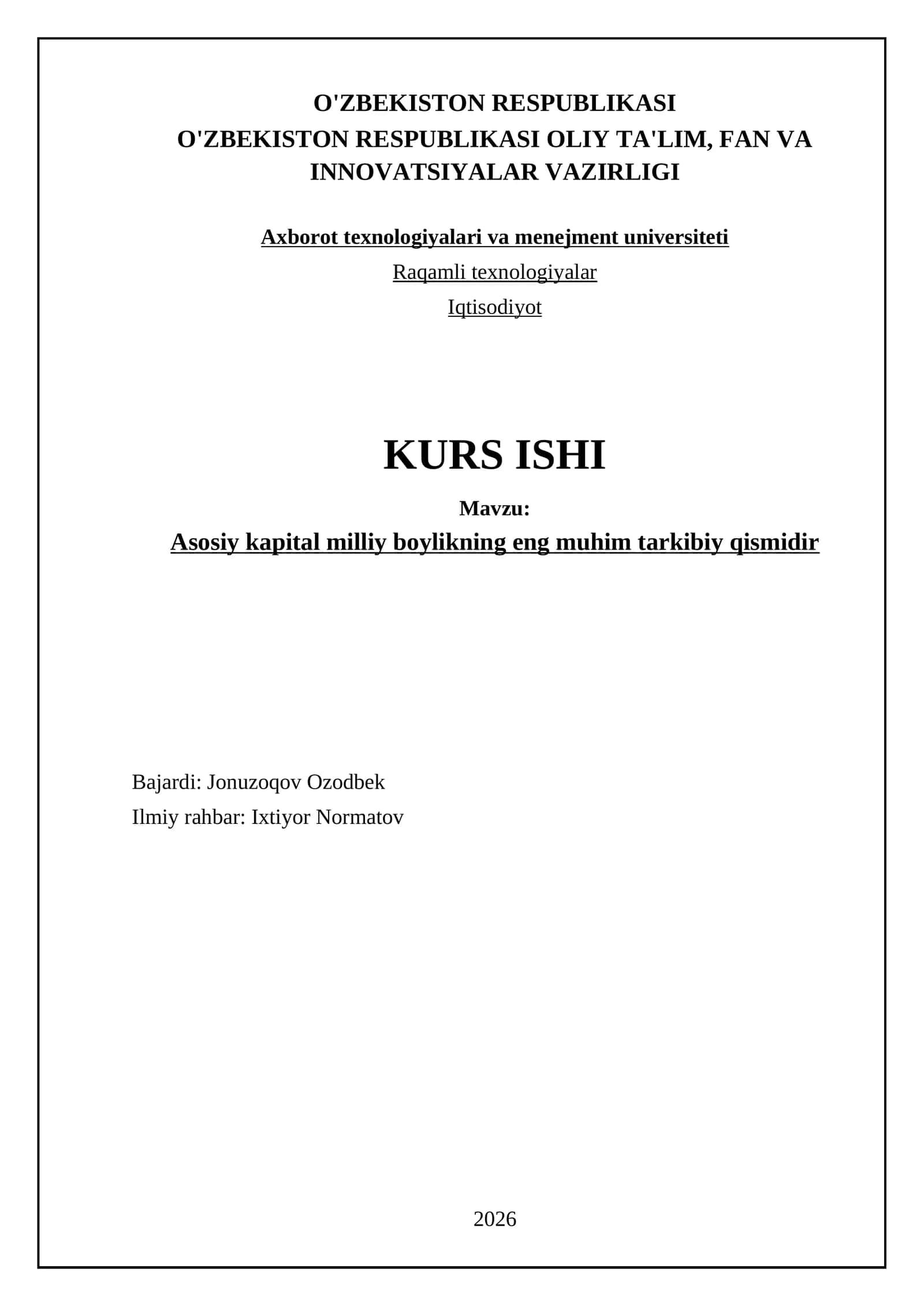Asosiy kapital milliy boylikning eng muhim tarkibiy qismidir 1