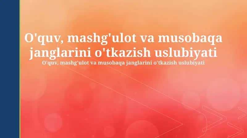 Mashg'ulot va Musobaqalarga Tayyorgarlik Metodologiyasi 1