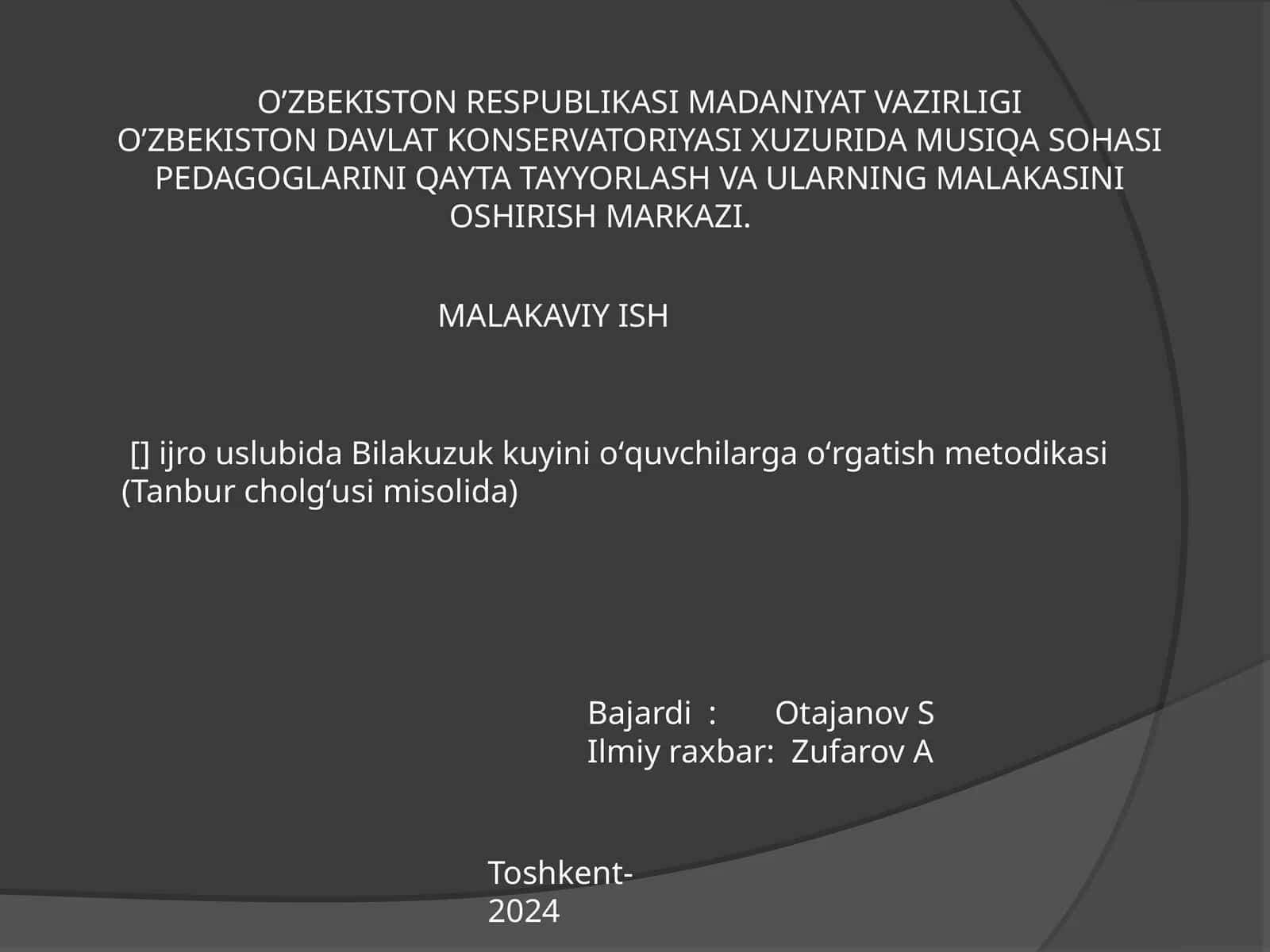 Bilakuzuk kuyini o'quvchilarga o'rgatish metodikasi (Tanbur cholg'usi misolida) 1