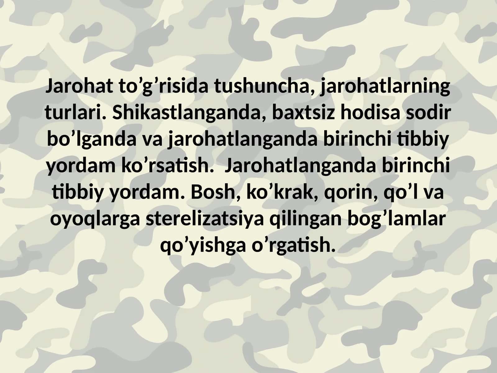 Jarohatto’g’risidatushunlar shifokori birinchilik bilan bog’lanish jarohatlari 1