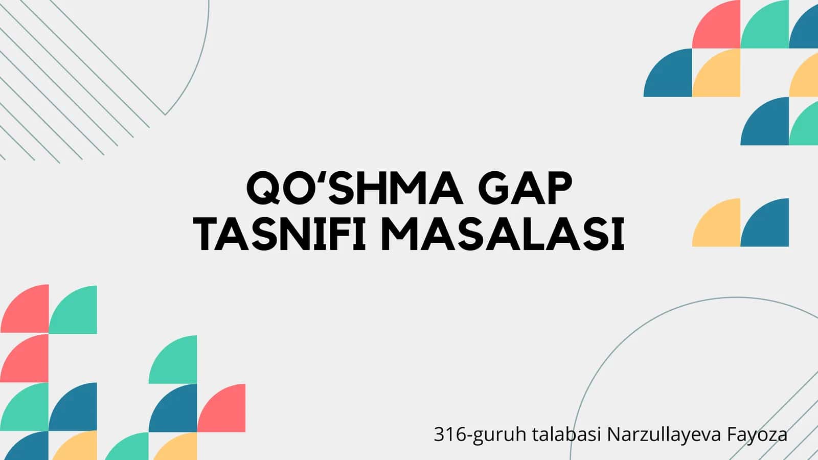 QOʻSHMA GAP TASNIFI MASALASI 1