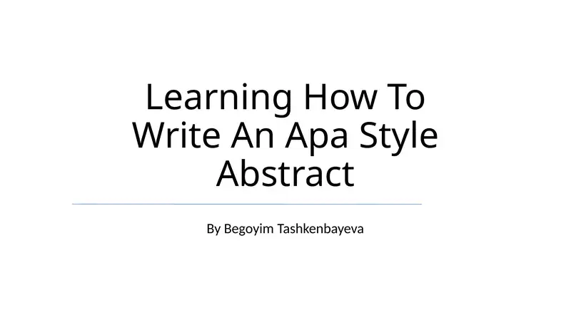 Learning How To Write An Apa Style Abstract 1