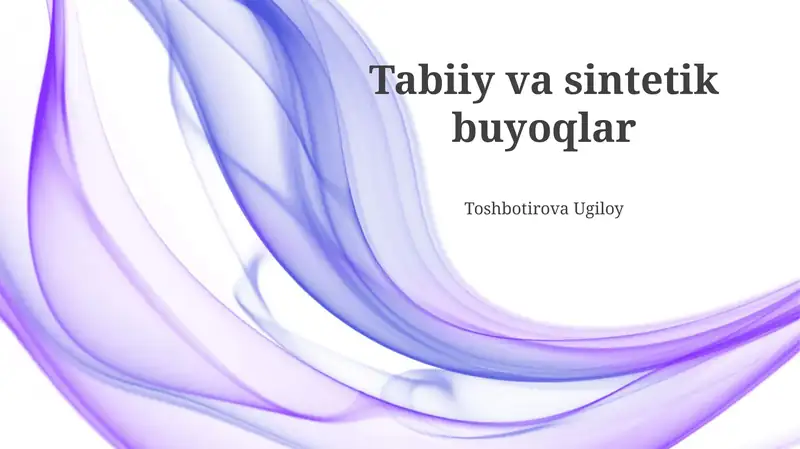Tabiiy va Sintetik Bo'yoqlar 1