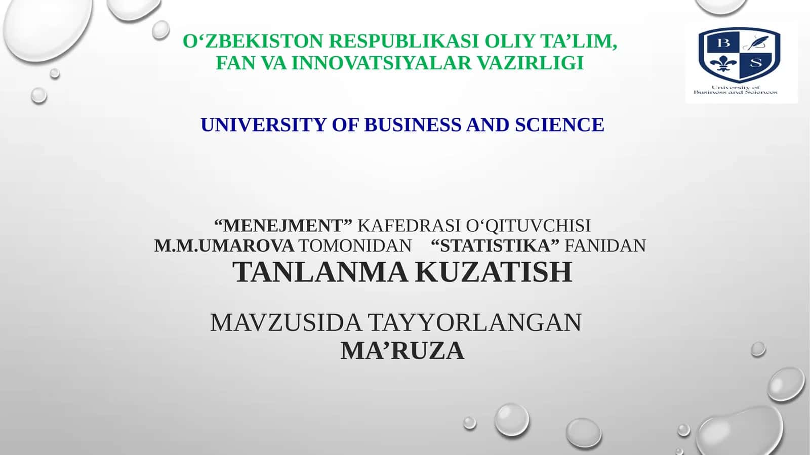 TANLANMA KUZATISH 1
