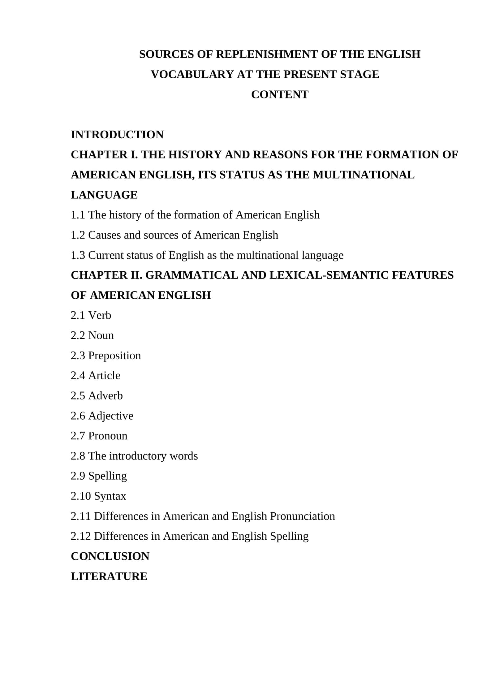 Sources of replenishment of the English vocabulary at the present stage 1