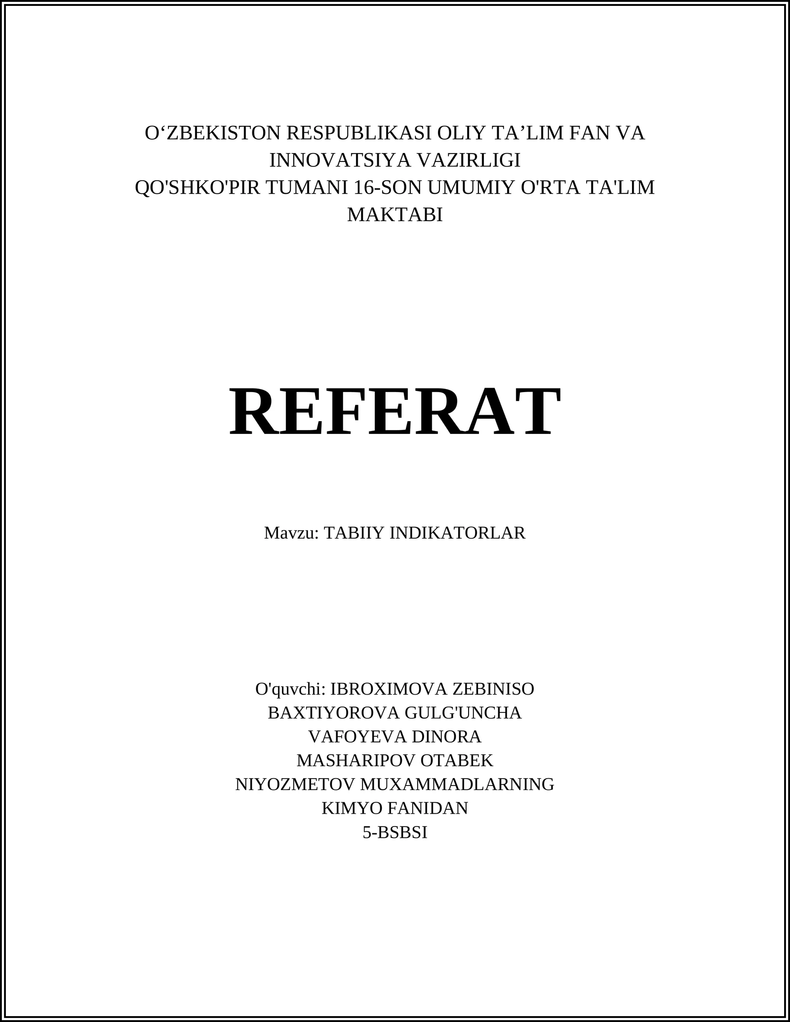 TABIIY INDIKATORLAR 1