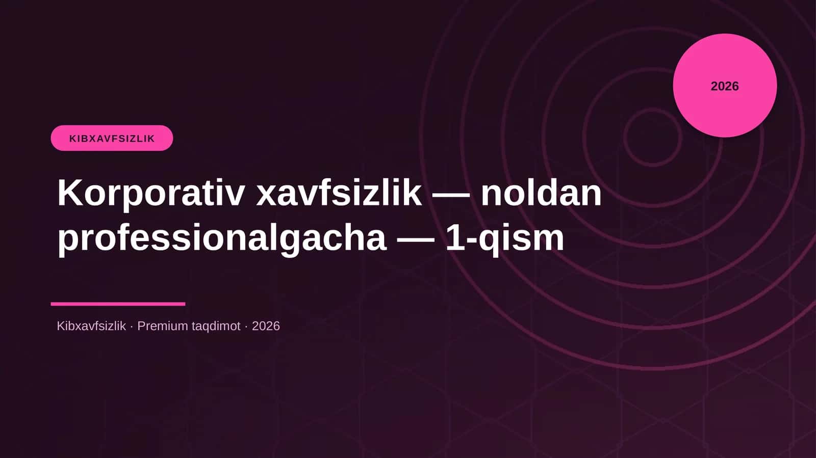 Korporativ xavfsizlik — noldan professionalgacha — 1-qism 1