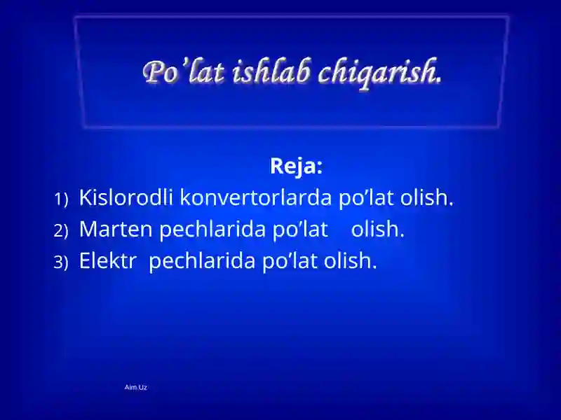 Kislоrоdli kоnvеrtоrlаrdаpo’lаtоlish