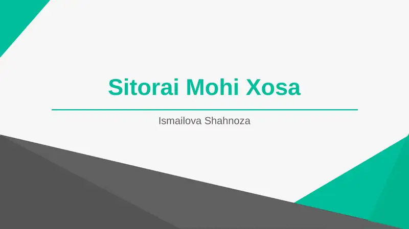 Sitorai Mohi Xosa 1