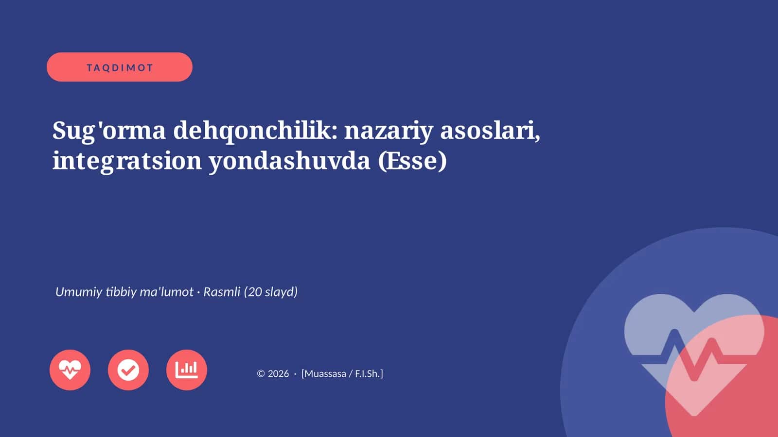 Sug'orma dehqonchilik: nazariy asoslari, integratsion yondashuvda (Esse) 1