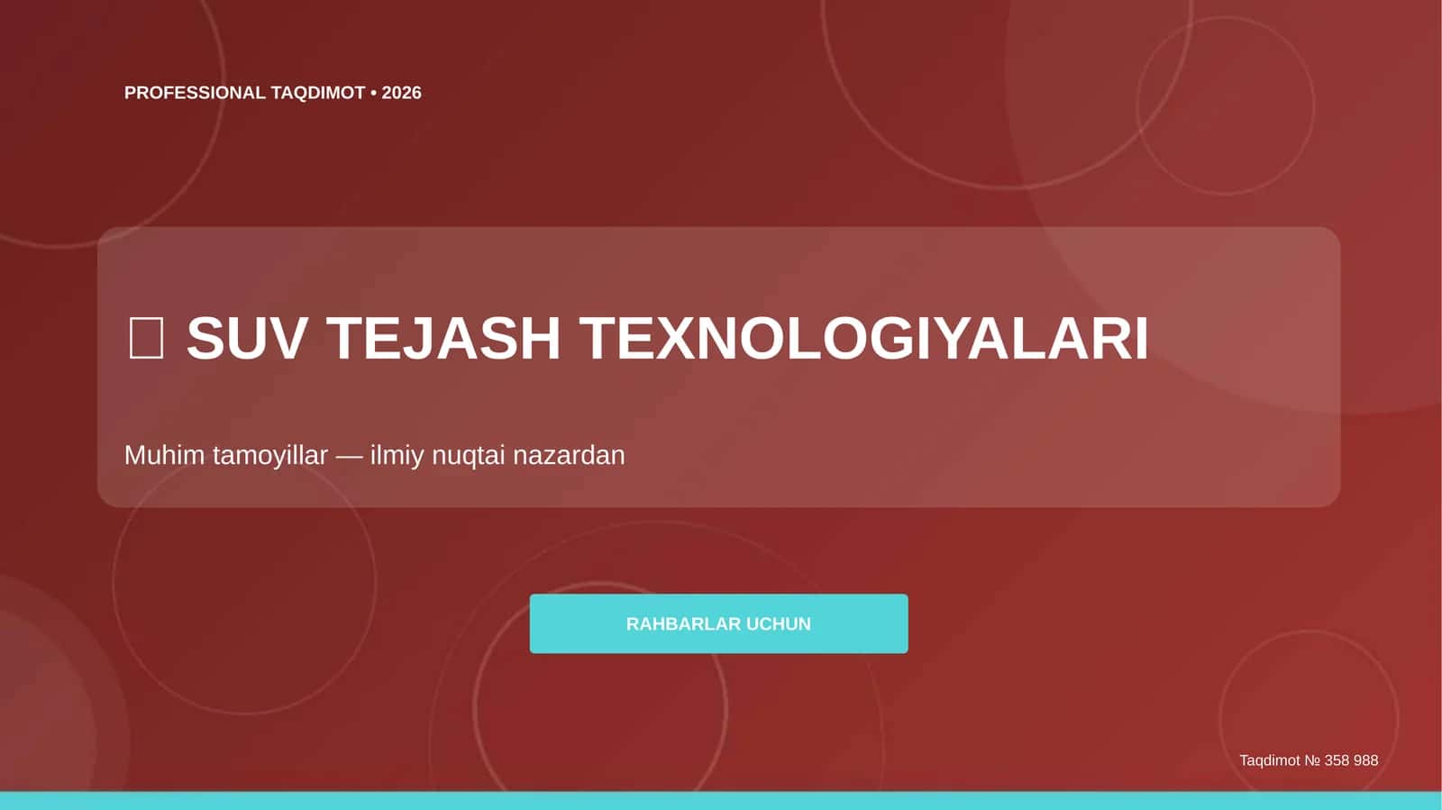 SUV TEJASH TEXNOLOGIYALARI: Muhim tamoyillar 1