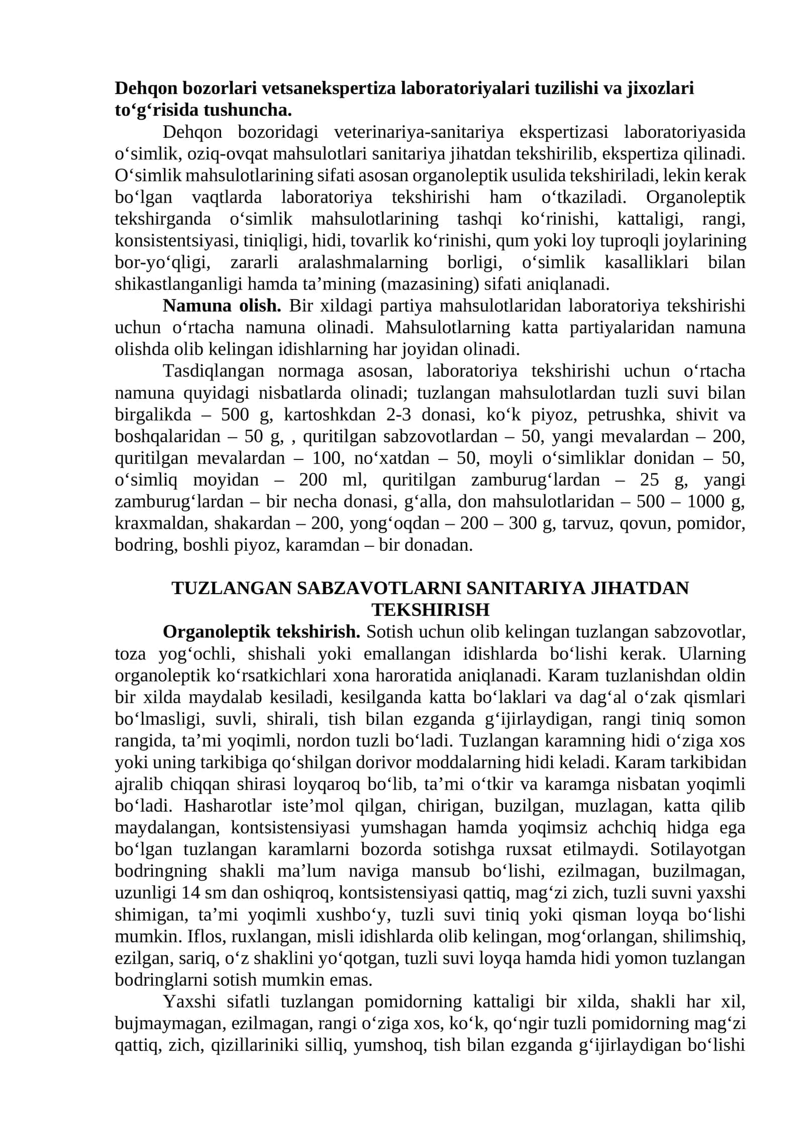 Dehqon bozorlari vetsanekspertiza laboratoriyalari tuzilishi va jixozlari 1