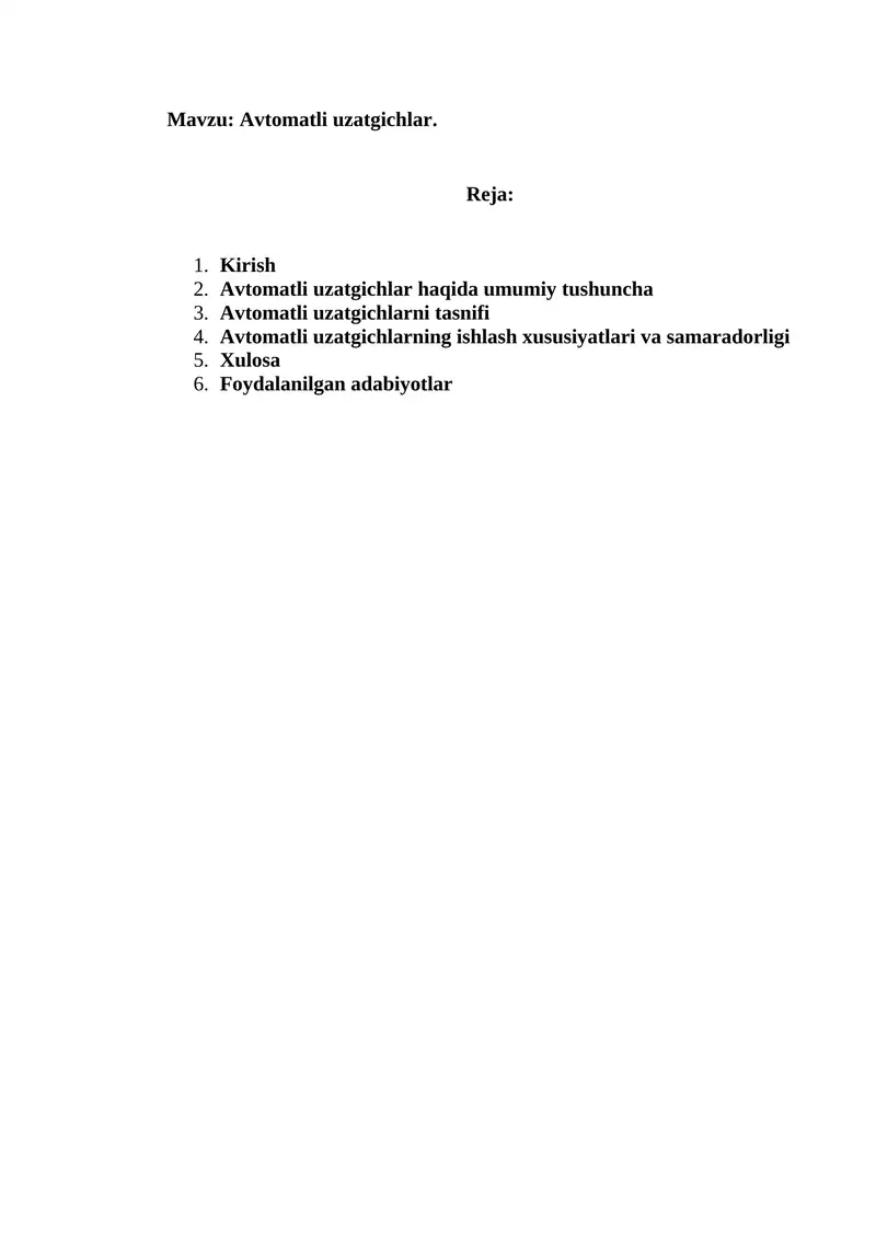 Avtomatli uzatgichlar. 1