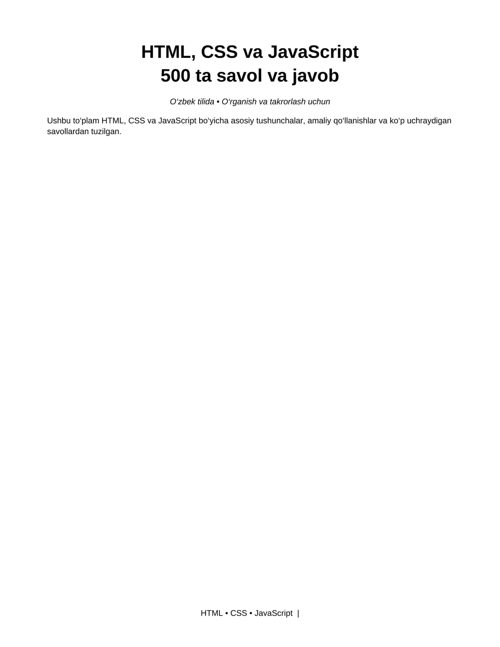 HTML, CSS va JavaScript 1