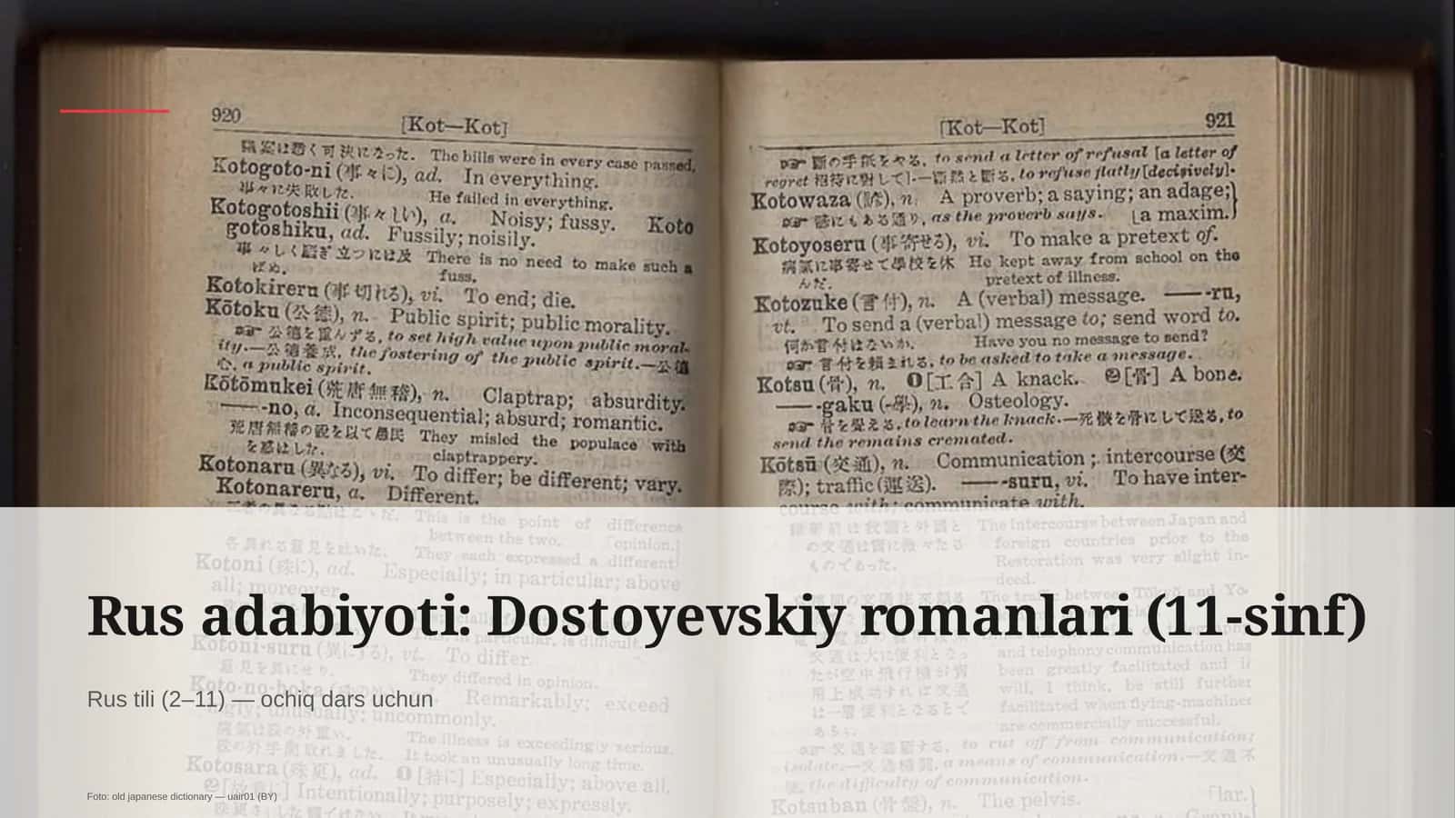 Rus adabiyoti: Dostoyevskiy romanlari (11-sinf) 1