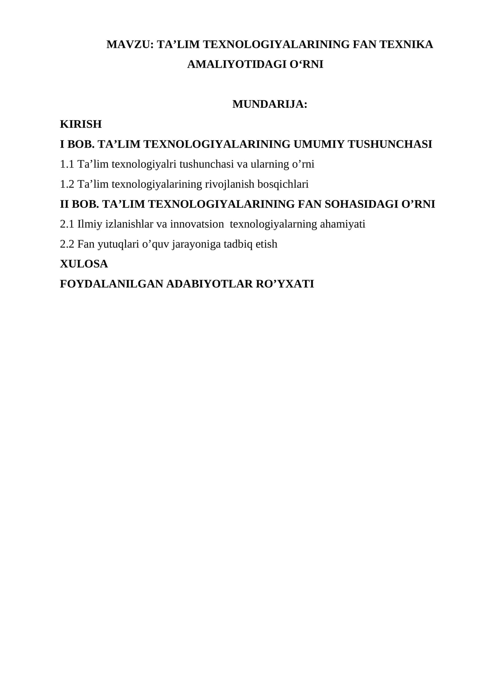 Taʼlim texnologiyalarining fan texnika amaliyotidagi oʻrni 1