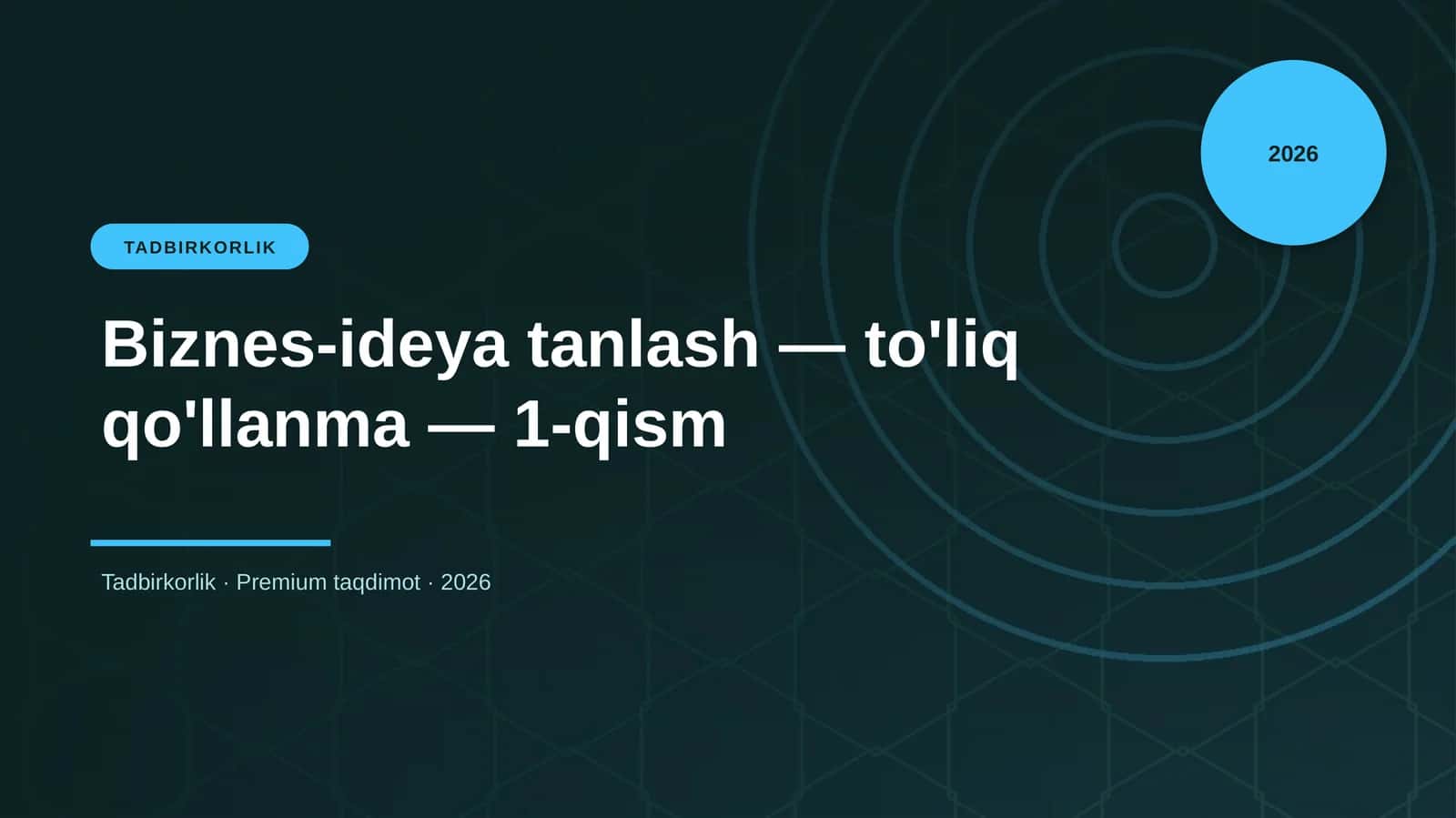 Biznes-ideya tanlash — to'liq qo'llanma — 1-qism 1