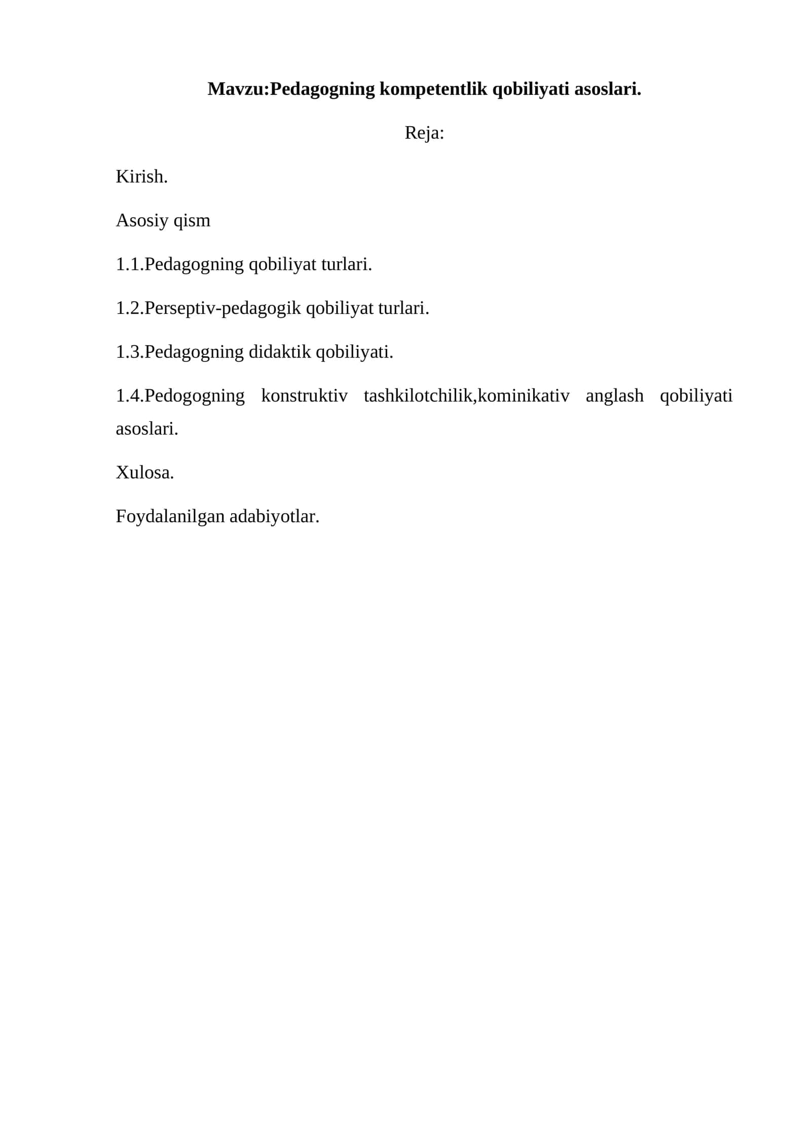 Pedagogning kompetentlik qobiliyati asoslari 1