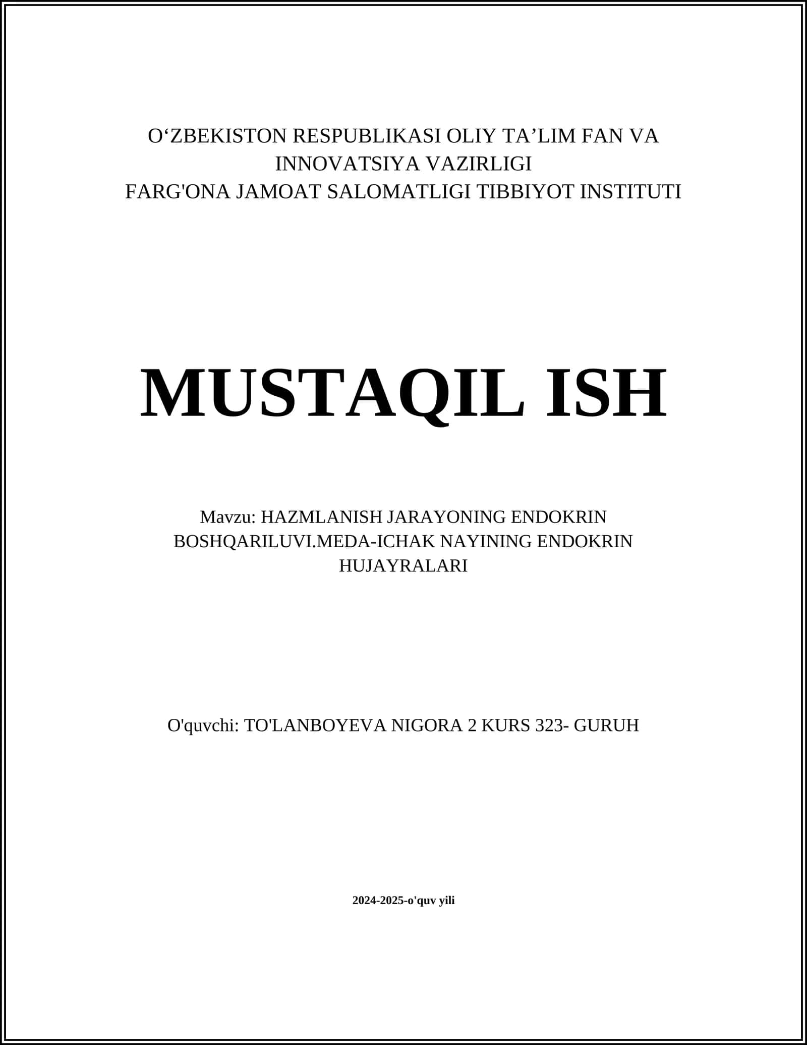 HAZMLANISH JARAYONING ENDOKRIN BOSHQARILUVI 1