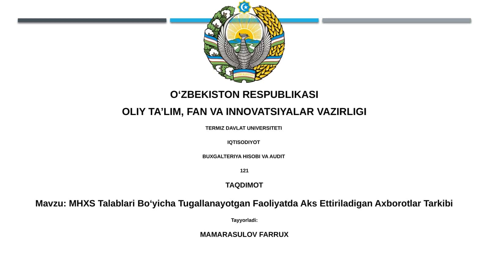 MHXS Talablari Bo‘yicha Tugallanayotgan Faoliyatda Aks Ettiriladigan Axborotlar Tarkibi 1