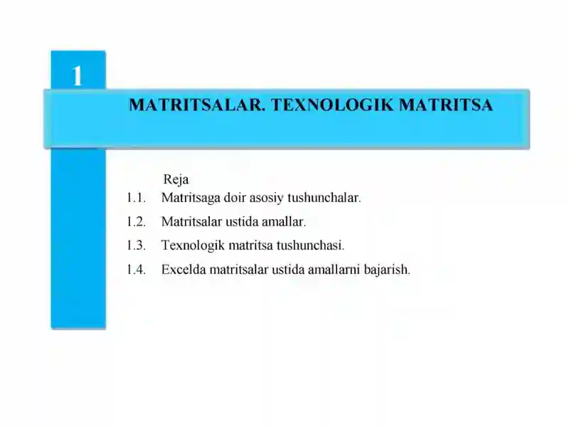 Matritsalar. Texnologik Matritsa