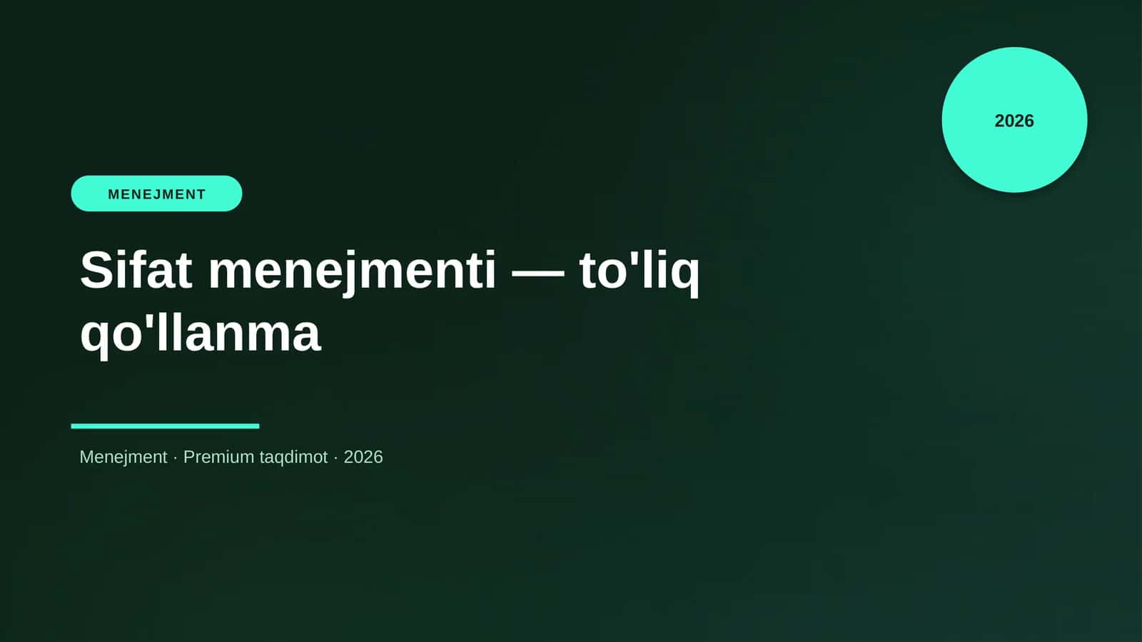 Sifat menejmenti — to'liq qo'llanma 1