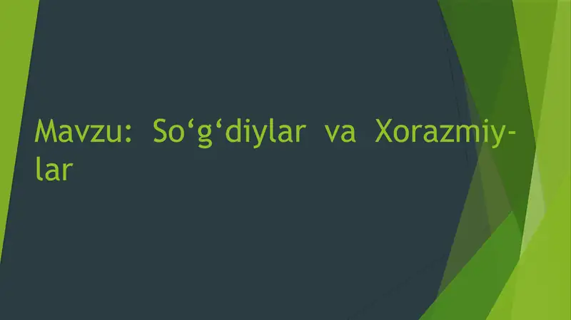 Sug'diylar va Xorazmiylar 1