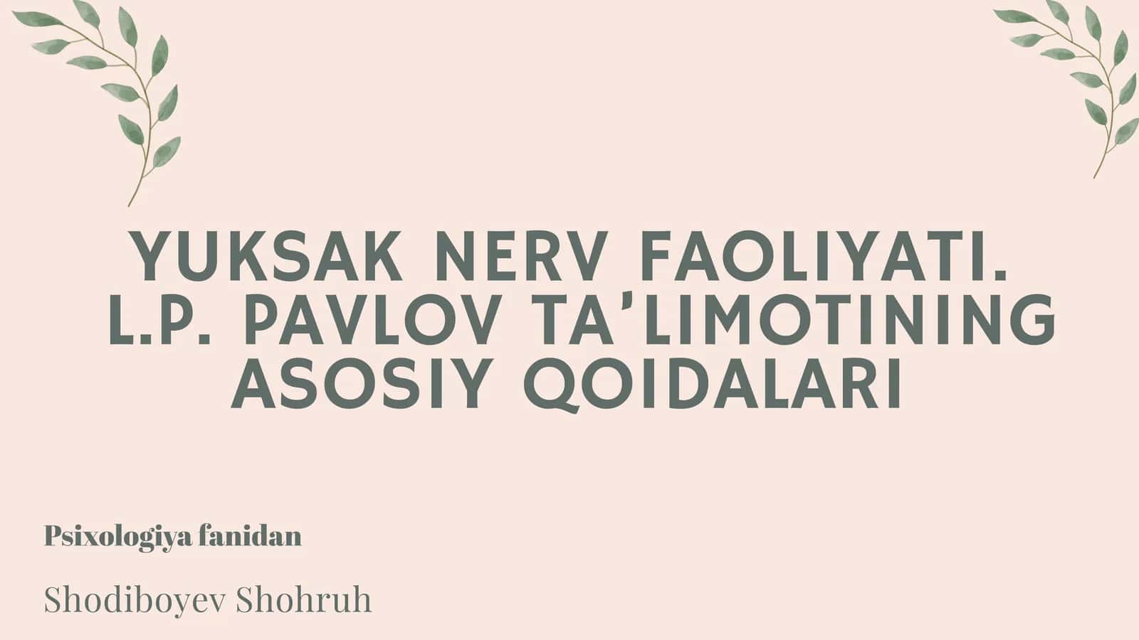 PSIXIK FAOLIYAT TA'LIMI 1
