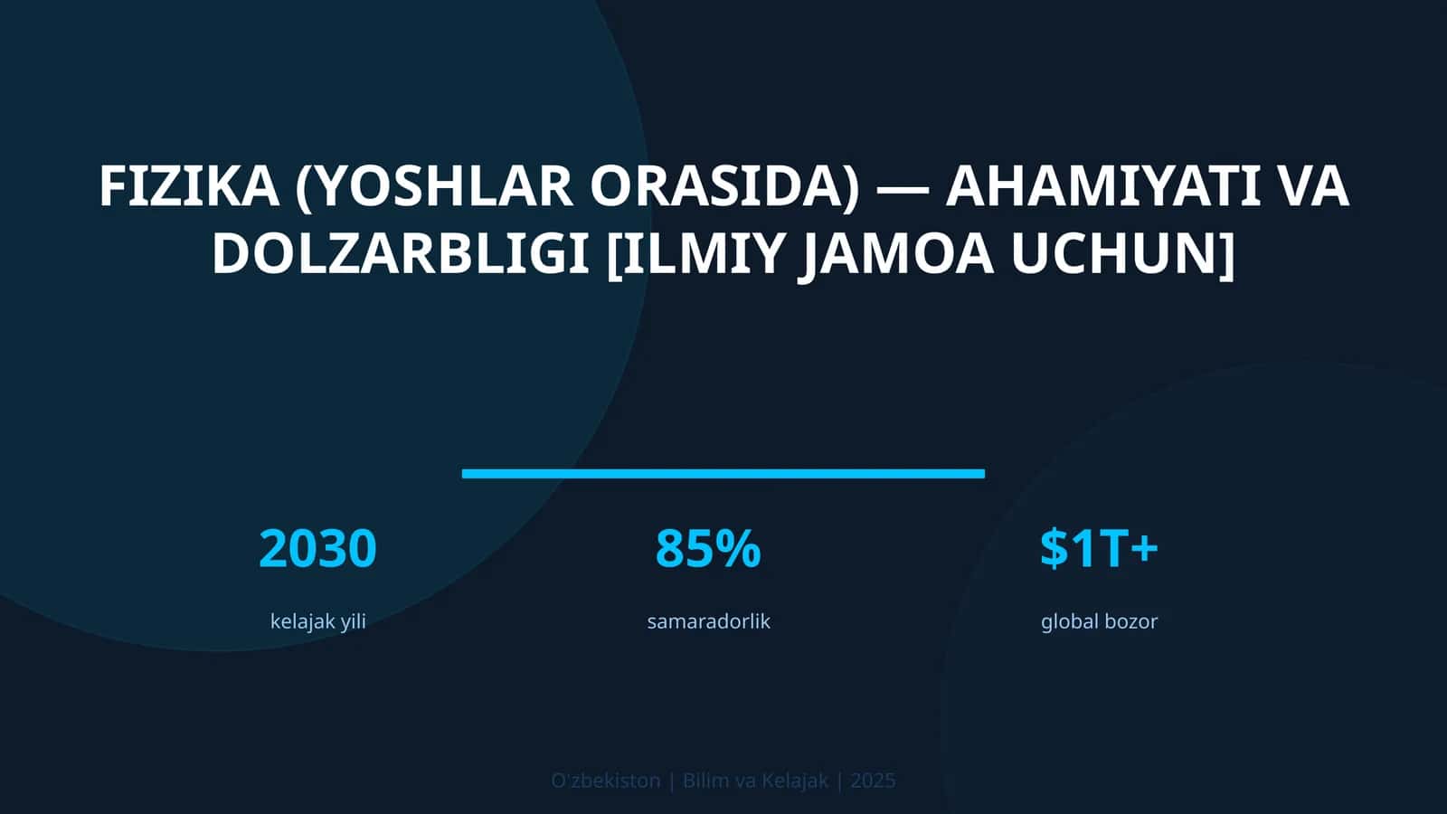 Fizika (yoshlar orasida) — ahamiyati va dolzarbligi [ilmiy jamoa uchun] 1
