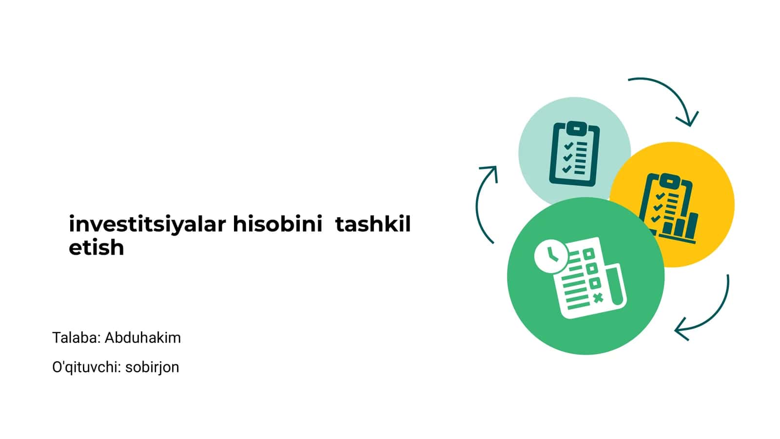 Investitsiyalar hisobini tashkil etish 1