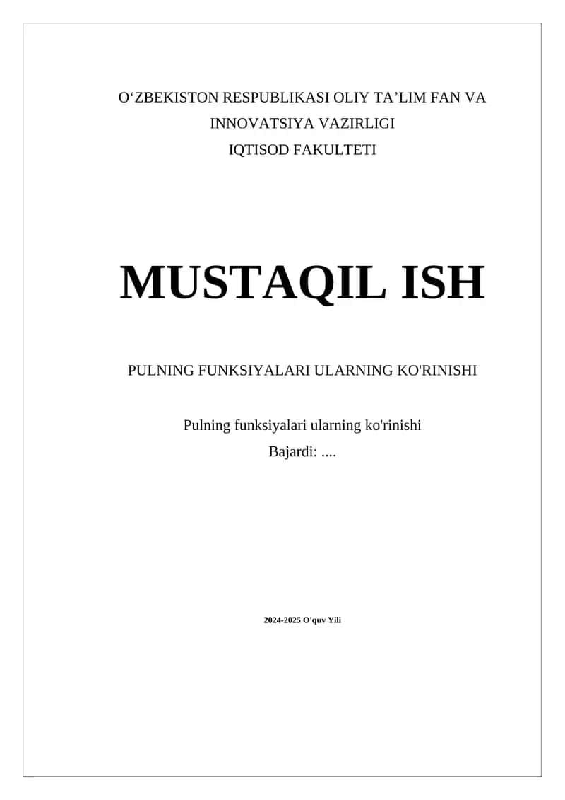 Pulning funksiyalari ularning ko'rinishi 1