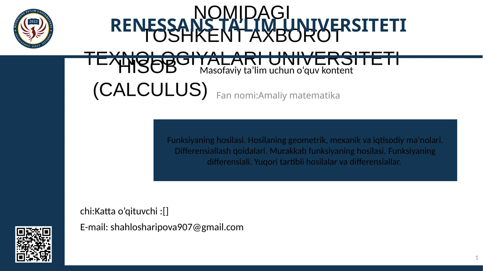 HISOB(CALCULUS) 1