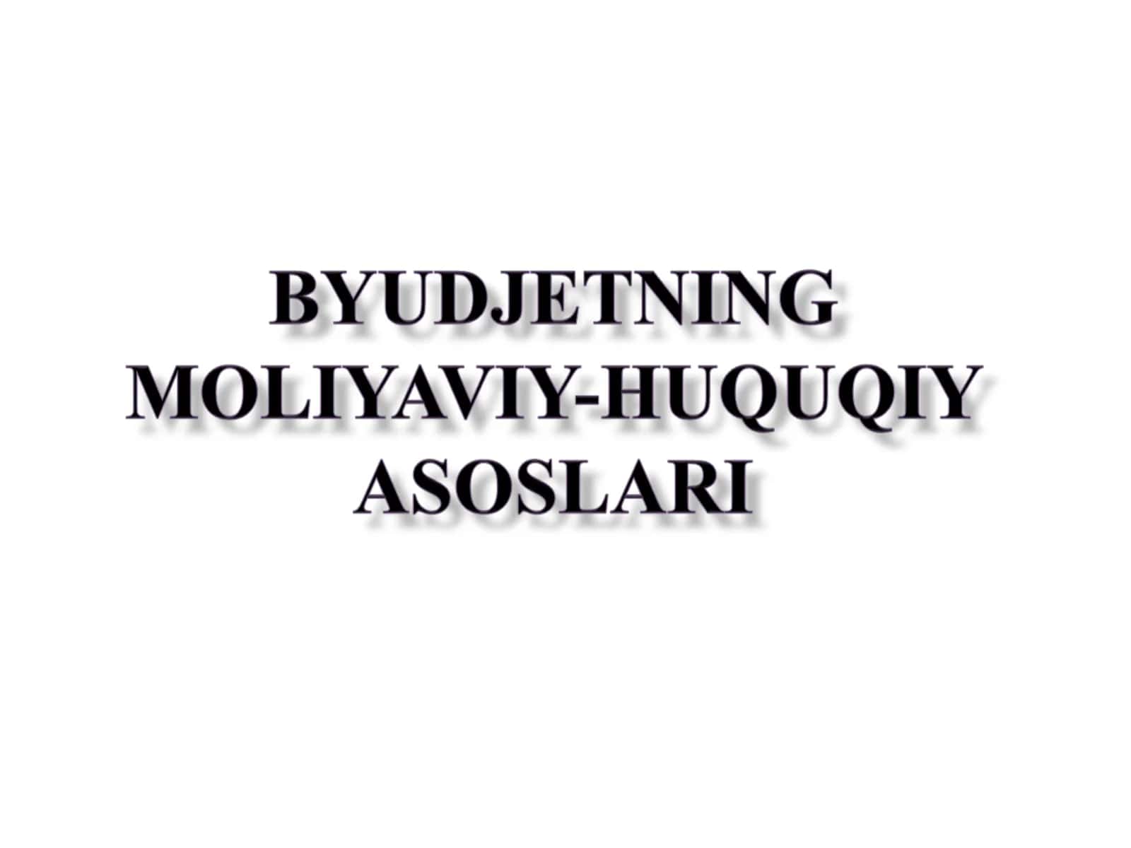 O‘zbekiston Respublikasi Moliya huquqi darslik 1