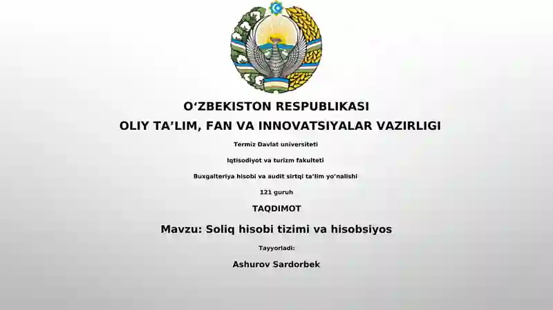 Soliq hisobi tizimi va hisobsiyos