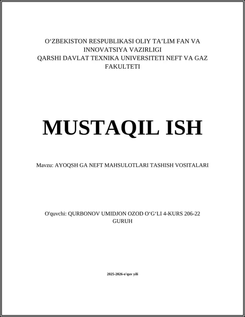AYOQSH GA NEFT MAHSULOTLARI TASHISH VOSITALARI 1