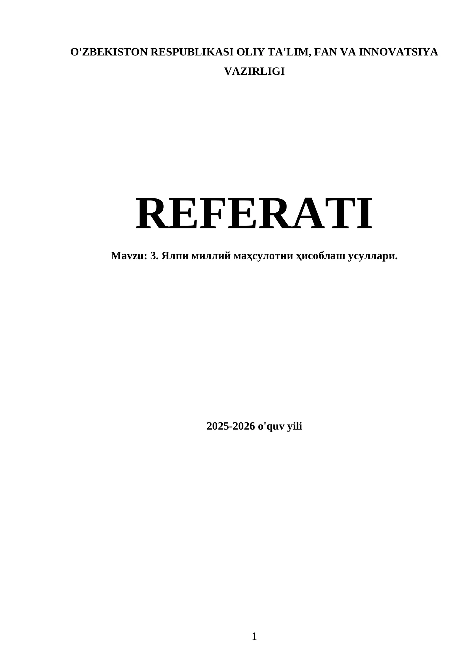 Ялпи миллий маҳсулотни ҳисоблаш усуллари 1