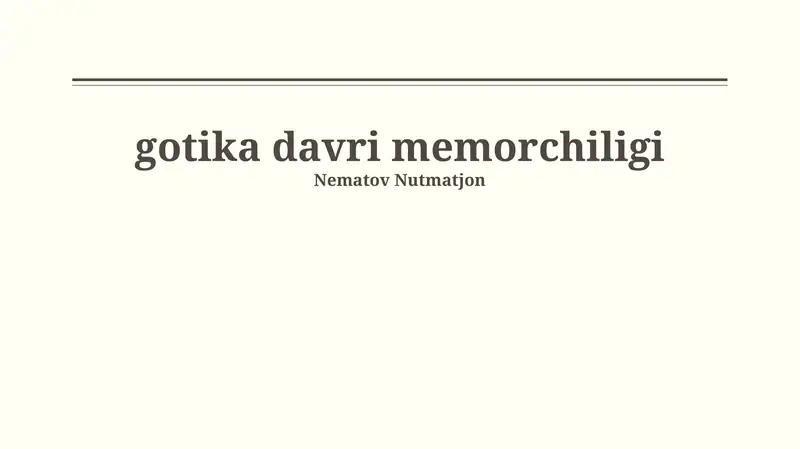 Gotika davri memorchiligi 1