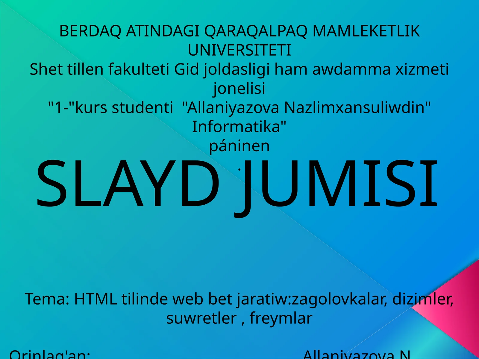 HTML tilinde web bet jaratiw 1