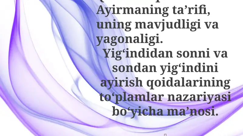 Yig'indidan ayirish 1