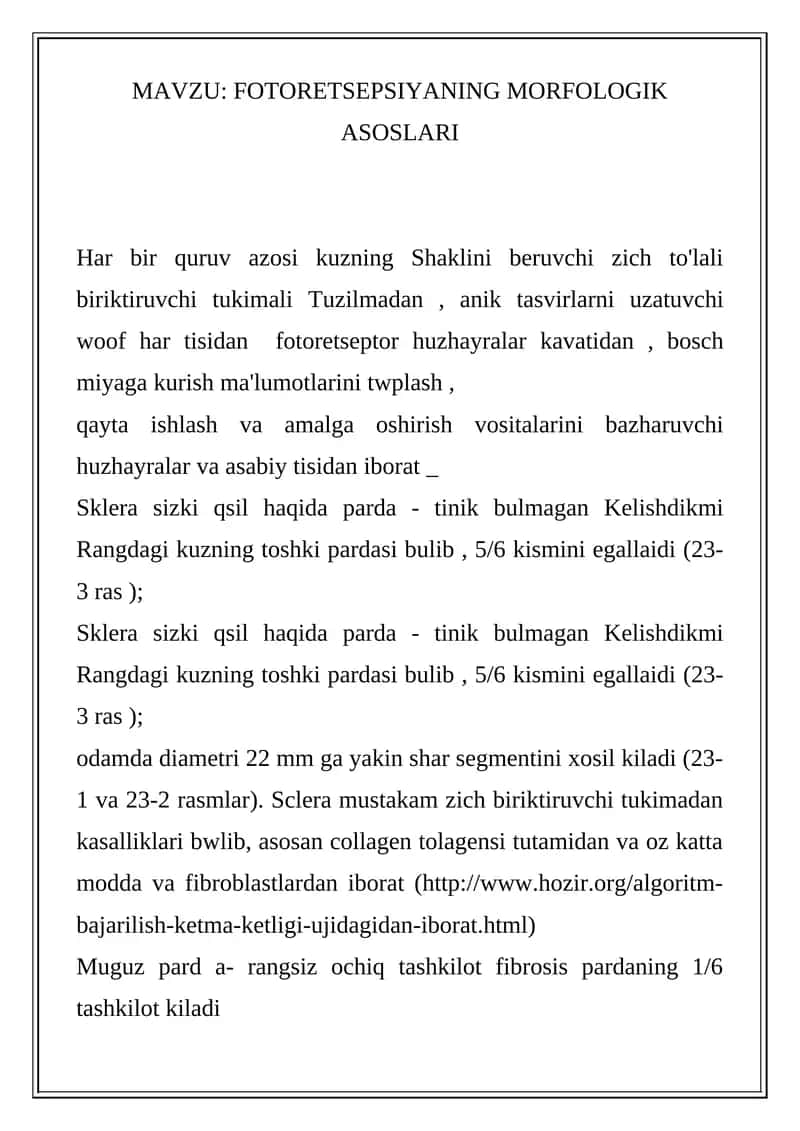 FOTORETSEPSIYANING MORFOLOGIK ASOSLARI 1